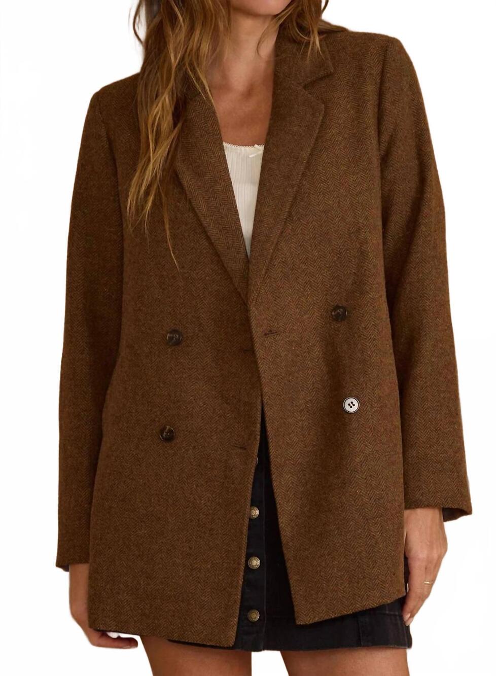 NEW RYLEE + CRU double breasted blazer in rustic plaid